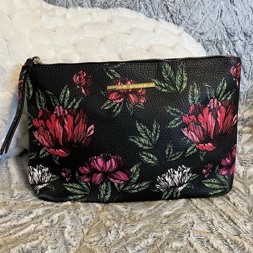 Steve Madden Black Floral Clutch